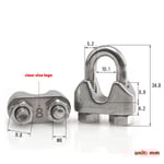 Pinces de serrage de type U en acier inoxydable 304,clip de câble,boulons de câble,matériel de gréement,M2 mm,3mm,4mm,5mm,6mm,8mm,10mm,12mm,14mm - Type M8 Fit 8mm wire-5pcs