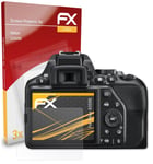 atFoliX 3x Screen Protection Film for Nikon D3500 matt&shockproof