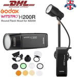 UK Godox 2.4 TTL HSS AD200 1/8000s Flash+H200R Head+EC200 Cable+AK-R1 Filter Kit