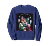 Funny Colorful Cat with Headphones For Cat Lover Sweatshirt