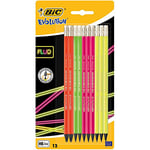 BIC Evolution Fluo With Eraser HB Graphite Pencils - Pack of 12