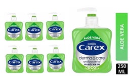 6 x Carex Aloe Vera Antibacterial Liquid Hand Wash 250ml Clean & Protect Hands