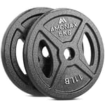 Amonax Cast Iron Weight Plates Set, 2.5kg, 5kg, 10kg Dumbbell Plates for 1 & 2 Inch Olympic Weight Plates Bars, Metal Barbell Plates for Weight Lifting Hip Thrust, Steel Weight Plates for Home Gym