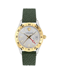 Versace Greca Time Gmt Mens Green Watch VE7C00223 Leather (archived) - One Size