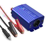 BESTEK Convertisseur 12v 220v 240v 500W Métal Onduleur 12v 230v Transformateur de Voyage avec 2 Ports USB 5V/4.8A et Une Paire de Clips Batterie avec 1 AC Prise et 2 Fusible pour Voiture Bateau