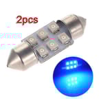 2x C5w Led 6 Smd 31mm Glödlampa Tak Dome Ljus, Blå 12v Dc