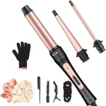 JAETON 3 in 1 Curling Wand Iron, Hair Curling Wand Set Include 0.75-1"Conical C