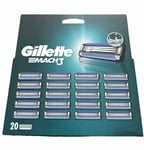 20 x Gillette Mach3 Triple Men Shave Razor Replacement Cartridge Blades/NOT FAKE