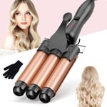 3 Barrels Hair Waver for Large, Waver Curling Wand-25mm Curling Iron with PTC -
