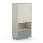 Armoire enfant style scandinave chêne clair/vert Venezia Chêne clair/vert
