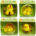 4 Pcs Easter Nest Chicks & Eggs Easter Home Party Décor Mini Artificial Gift Set
