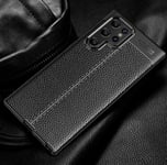 samsung Samsung Galaxy S22 Ultra Leather Texture TPU Case Black