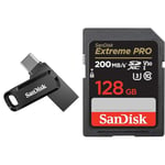 SanDisk 512GB Ultra Dual Drive Go USB Type-C Flash Drive - SDDDC3-512G-G46 & 128GB Extreme PRO SDXC UHS-I Memory Card - C10, U3, V30, 4K UHD, SD Card - SDSDXXD-128G-GN4IN