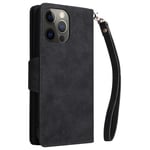 EIDERWOOD iPhone 12 Pro Max Fodral med Korthållare & Blixtlåsficka - Svart