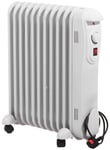 Netagon Modern Curved White Electric Portable Oil Filled Radiator Heater with 3 Heat Settings & Adjustable Thermostat (2 Kw 9 Fins)