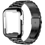 iitee Compatible with Apple Watch Strap 40mm SE/Series 6 5 4, Upgraded Stainless Steel Link Replacement Band with iWatch Screen Protector Case Black/Black