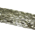 World Wide Gems Beads Gemstone 5 Strand Natural Pyrite Smooth Rectangle Chiclet Gemstone Loose Craft Beads 14 inch Long 7mm 10mm Code-HIGH-25592