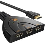 CQBB HDMI-switch 4K, VILCOME 3-ports HDMI-switch 3x1 HDMI-splitter