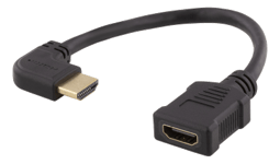HDMI-förlängningskabel, vinklad vänster, ha-ho, max 3840x2160@30Hz, 0,2 meter, svart