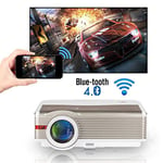 Smart Projector with Wifi and Bluetooth Full HD 1080P Video Outdoor Movie Home Theater Projector with Android OS Image Zoom Wireless Screen Sharing HDMI USB Projector for Smartphone Laptop Fire Stick