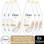 Dove Body Wash Nourishing Silk Natural Moisturiser for Silky Soft Skin, 6x720ml