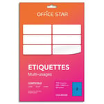Office Star Boîte de 100 étiquettes adhésives multiusage format A5 210x148mm Star, planche A4, coloris bleu