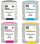 4 Non-OEM HP 88XL Ink Cartridges for Officejet Pro L7500 88/88XL CMYK