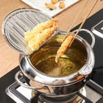 Mini Deep Fryer Pan with Drainer, Tempura Fryer Pot Temperature Control Chip Pot