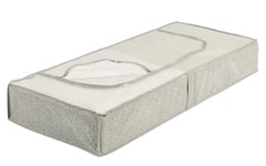 WENKO Housse Dessous de lit Balance - Housse de Rangement Dessous de lit avec hublot, Polypropylène, 105 x 15 x 45 cm, Taupe