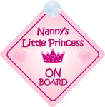 Mybabyonboard UK Nanny'S Little Princess on Board Car Sign for Children/Baby Gir