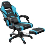 TecTake 800769 Computer Chair, Gaming Executive PC, Ergonomic Shape, PVC, Thick Cushioning, Backrest Adjustable (Black-Azure | No. 403462)