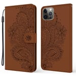 Blommor iPhone 13 Pro Max Plånboksfodral - Brun Brun