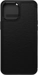 OtterBox Strada Case for iPhone 12 / iPhone 12 Pro, Shockproof, Drop proof, Premium Leather Protective Folio with Two Card Holders, 3x Tested to Military Standard, Black