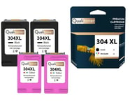 QUALITONER - 4 Cartouche compatible pour HP 304 XL (x2) + 304CL XL (x2) 304XL (x2) + 304CLXL (x2) Noir + Couleur pour HP DeskJet 2620 2630 2632 2633 3