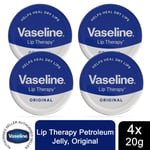 Vaseline Lip Therapy Petroleum Jelly, Original, 4 Pack, 20gm