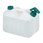 relaxdays Bidon d’Eau avec Robinet, 10 litres, Plastique sans BPA, Couvercle, poignée, réservoir, Blanc/Vert
