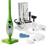 H2O X5 - Steam Mop & Handheld Cleaner - Multi Purpose, All-in-One, 1300w for Carpets, Upholstery, Clothes, Floors, Laminate (Green) (H2O X5 - Super Edition)