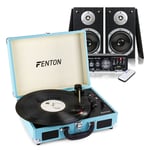 Leather Style Case LP Record Player, HiFi Stereo Speakers & Amp USB/FM/Bluetooth
