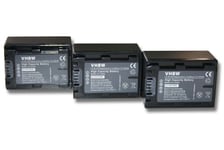 vhbw 3x batterie compatible avec Sony Alpha DSLR-A290L, DSLR-A290Y, DSLR-A330, DSLR-A330L caméra vidéo (950mAh, 7,2V, Li-ion) avec puce d'information