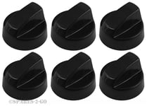 6 x DELONGHI Oven Cooker Hob Flame Burner Hotplate Black Control Switch Knobs