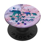 Teal Blue Purple Mama Elephant Two Babies Pink Gray Blue PopSockets Swappable PopGrip