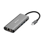 Sandberg USB-C -telakka kannettavalle tietokoneelle HDMI+LAN+SD+USB100W