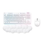 Logitech G Wireless Gaming Combo, G715 Keyboard and G705 Mouse, Customisable LIGHTSYNC RGB Lighting, LIGHTSPEED Wireless, Bluetooth, Lightweight, PC/Mac/Laptop, Linear, QWERTY UK English - White