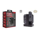 Venom Nintendo Switch Power Supply (Compatible with Console, Dock and Pro Controller) (Nintendo Switch) & PowerA Charging Station for Nintendo Switch Joy Con Controllers - Nintendo Licensed
