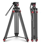 Neewer Professional Heavy Duty Video Tripod 77 inches Aluminum Alloy with 360 Degree Fluid Drag Head, Quick Shoe Plate/Bubble level for Nikon Canon DSLR Cameras Video Camcorders, Load up to 26.5 Pound