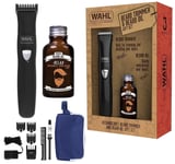 Wahl 9865-805 Mens Rechargeable Beard Stubble Hair Trimmer & Beard Oil Gift Set