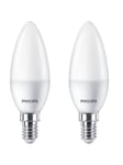 Philips LED-lyspære Candle 5W/827 (40W) Frosted 2-pack E14