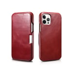 iPhone 13 Pro - ICARER Vintage handmade ægte læder cover - Rød