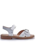 Start-rite Holiday Girls White Soft Leather Easy Adjustable Riptape Summer Sandals - White, White, Size 8.5 Younger