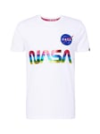 Alpha Industries Men's NASA Refl T-Shirt, White/Metal Red, L